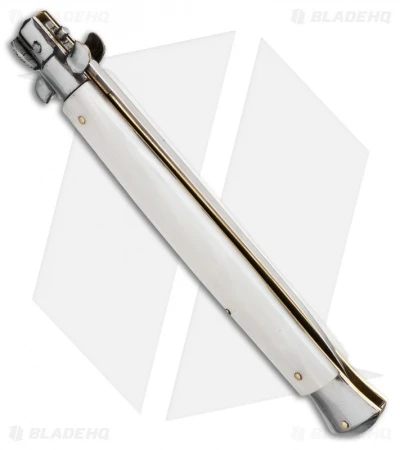 SKM 13" Italian Stiletto Automatic Knife White Pearlex (5.7" Satin Flat) 4 SKM 13" Italian Stiletto Automatic Knife White Pearlex (5.7" Satin Flat) - Image 2