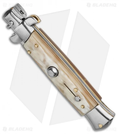 Frank B. 7.5" Italian Stiletto Automatic Knife Honey Horn (3.5" Polish Flat) 4 Frank B. 7.5" Italian Stiletto Automatic Knife Honey Horn (3.5" Polish Flat) - Image 2