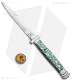 AGA Campolin 11" Maltese Cr. Bayo Automatic Italian Stiletto Abalone (5" Satin) -Knife Discount Store AGA Campolin 11in Maltese Cr. Bayo Stiletto Abalone Satin BHQ 76350 jr bottlecap