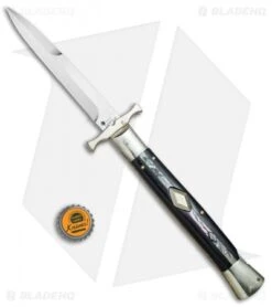 AGA Campolin 13" Bat Swinguard Automatic Ebony/Abalone (5.75" Satin Bayo) -Knife Discount Store AGA Campolin 13in Bat Swinguard Ebony Abalone Satin Bayo BHQ 77549 jr bottlecap