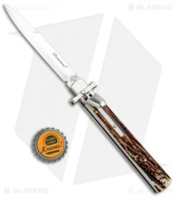 AGA Campolin 9" Dominus Leverlock Automatic Knife Stag (4" Satin) 9 AGA Campolin 9" Dominus Leverlock Automatic Knife Stag (4" Satin) -Knife Discount Store AGA Campolin 9in Dominus LL Auto Stag Satin GO DOM23 HB BHQ 97992 jr bottlecap