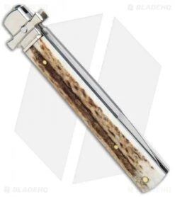 AGA Campolin 9" Dominus Leverlock Automatic Knife Stag (4" Satin) 8 AGA Campolin 9" Dominus Leverlock Automatic Knife Stag (4" Satin) -Knife Discount Store AGA Campolin 9in Dominus LL Auto Stag Satin GO DOM23 HB BHQ 97992 jr side