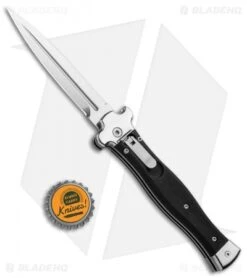 AGA Campolin Zero Dagger Leverlock Automatic Knife Black Coated (3.75" Polish) -Knife Discount Store AGA Campolin Zero Dagger LL Auto Black Coated Polish AGA01LN LD BHQ 92042 jr bottlecap