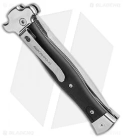 AGA Campolin Zero Dagger Leverlock Automatic Knife Black Coated (3.75" Polish) -Knife Discount Store AGA Campolin Zero Dagger LL Auto Black Coated Polish AGA01LN LD BHQ 92042 jr side