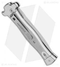 AGA Campolin Zero Dagger Leverlock Automatic Knife Aluminum (3.75" Tumbled) -Knife Discount Store AGA Campolin Zero Gray Aluminum LL Dagger Tumbled AGA01ALP D BHQ 99915 jr side