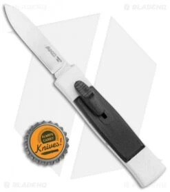 AKC Minion Concord Spear Point OTF Automatic Knife White/Black (2.4" Satin) -Knife Discount Store AKC 007 Mini Concord OTF Auto White Black Satin BHQ 135712 jr bottlecap