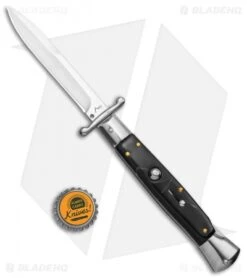 AKC Swinguard 10" Auto Italian Bayonet Stiletto Sim Dark Horn (4.25" Satin) -Knife Discount Store AKC 10in Italian Swinguard Sim Horn Auto Bayo BHQ 138553 jr bottlecap