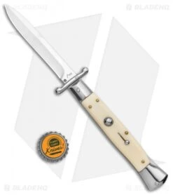 AKC Swinguard 10" Automatic Italian Stiletto Sim Ivory (4.25" Satin Bayonet) -Knife Discount Store AKC 10in Italian Swinguard Sim Ivory Auto Bayo BHQ 138560 jr bottlecap