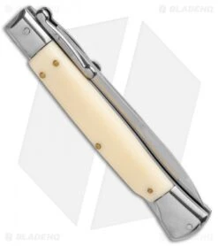 AKC Swinguard 10" Automatic Italian Stiletto Sim Ivory (4.25" Satin Bayonet) -Knife Discount Store AKC 10in Italian Swinguard Sim Ivory Auto Bayo BHQ 138560 jr side