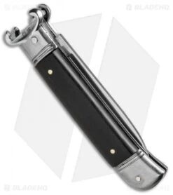 AKC Shot Puller 8" Lever Lock Italian Auto Ebony Wood (3.2" Polish Flat) -Knife Discount Store AKC 8in Shot Puller LL Ebony Wood BP 19888 jr side