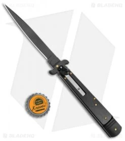 AKC Leverletto 9" Lever Lock Automatic Italian Knife Black (4" Black Flat) 9 AKC Leverletto 9" Lever Lock Automatic Italian Knife Black (4" Black Flat) -Knife Discount Store AKC Leverletto 9in LL Auto Italian Black Black BHQ 50877 jr bottlecap