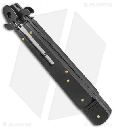 AKC Leverletto 9" Lever Lock Automatic Italian Knife Black (4" Black Flat) 4 AKC Leverletto 9" Lever Lock Automatic Italian Knife Black (4" Black Flat) - Image 2