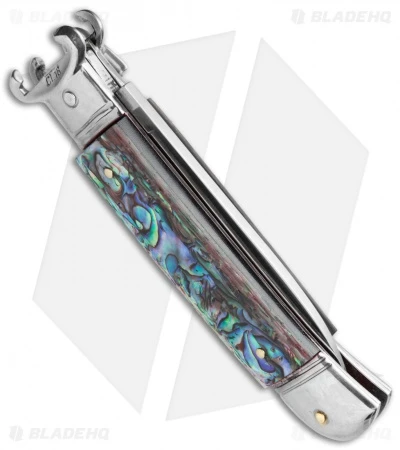 AKC Shot Puller 8" Lever Lock Italian Auto Knife Abalone (3.2" Polish Flat) 5 AKC Shot Puller 8" Lever Lock Italian Auto Knife Abalone (3.2" Polish Flat) - Image 3