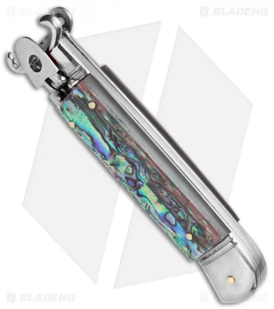 AKC Shot Puller 8" Lever Lock Italian Auto Knife Abalone (3.2" Polish Flat) 4 AKC Shot Puller 8" Lever Lock Italian Auto Knife Abalone (3.2" Polish Flat) - Image 2
