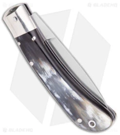 AKC Speed Hunter Automatic Italian Knife Dark/Light Horn (3" Polish) -Knife Discount Store AKC Speed Hunter Auto Italian Knife Dark Horn Polish BHQ 50883 jr side