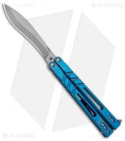 BRS Premium Alpha Beast Kukri Balisong Butterfly Knife Blue Ti (4.5" SW)