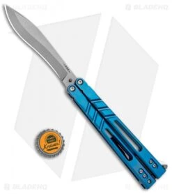 BRS Premium Alpha Beast Kukri Balisong Butterfly Knife Blue Ti (4.5" SW) -Knife Discount Store BRS Premium Alpha Beast Kukri Balisong Blue Ti Clip SW BHQ 96789 jr bottlecap