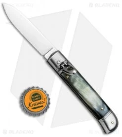 SKM Classic 8" Lever Lock Automatic Italian Knife Brazilian Horn (3.2" Polish) -Knife Discount Store Beltrame LL Italian Brazil Horn Satin BHQ 81019 jr bottlecap