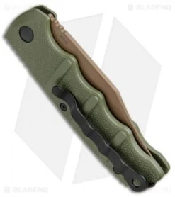 Boker Desert Warrior Kalashnikov Bowie Automatic Knife OD Green (D2 Copper) 11 Boker Desert Warrior Kalashnikov Bowie Automatic Knife OD Green (D2 Copper) -Knife Discount Store Boker Kalashnikov Bowie Auto Desert Warrior OD Green Copper 01KALS22N BHQ 17106 jr side 2