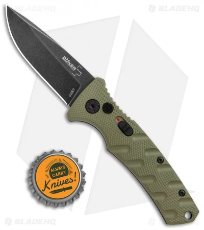 Boker Mini Strike Automatic Knife OD Green Aluminum (2.6" Smokewash D2) 6 Boker Mini Strike Automatic Knife OD Green Aluminum (2.6" Smokewash D2) - Image 4
