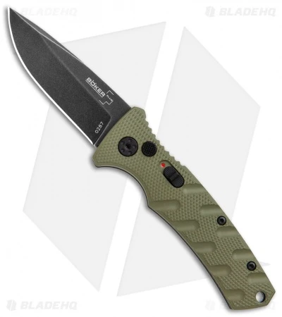 Boker Mini Strike Automatic Knife OD Green Aluminum (2.6" Smokewash D2) 3 Boker Mini Strike Automatic Knife OD Green Aluminum (2.6" Smokewash D2)