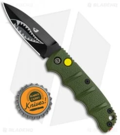 Boker Mini Warhawk Kalashnikov Dagger Automatic Knife Green (2.5" Black D2) -Knife Discount Store Boker Mini Warhawk Kalashnikov Auto Dagger Green Black BHQ 113923 jr bottlecap