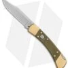 Buck Knives Buck 110 Automatic Knife OD Green Canvas Micarta/Brushed Brass (3.75" SW) 1 Buck Knives Buck 110 Automatic Knife OD Green Canvas Micarta/Brushed Brass (3.75" SW) -Knife Discount Store Buck 110 Auto Brushed Micarta Brass BHQ 88783 er