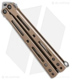 DogBite Knives DB3.1 Balisong Butterfly Knife Bronze/Gold Ti (4" Stonewash) -Knife Discount Store DogBite Knives DB3 1 bronze gold ti sw 440c BHQ 74387 er side
