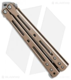 DogBite Knives DB3.1 Balisong Butterfly Knife Bronze/Gold Ti (4" Stonewash) -Knife Discount Store DogBite Knives DB3 1 bronze gold ti sw 440c BHQ 74387 er spine