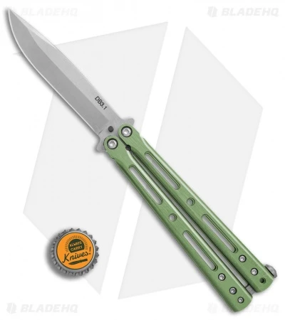 DogBite Knives DB3.1 Balisong Butterfly Knife Green Titanium (4" Stonewash) 6 DogBite Knives DB3.1 Balisong Butterfly Knife Green Titanium (4" Stonewash) - Image 4