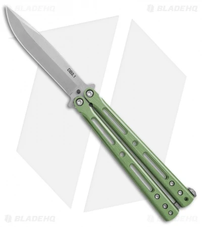 DogBite Knives DB3.1 Balisong Butterfly Knife Green Titanium (4" Stonewash) 3 DogBite Knives DB3.1 Balisong Butterfly Knife Green Titanium (4" Stonewash)