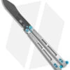 EOS Trident Balisong Butterfly Knife Satin Titanium W/ Blue (4.5" Black S30V) 2 EOS Trident Balisong Butterfly Knife Satin Titanium W/ Blue (4.5" Black S30V) -Knife Discount Store EOS Trident Satin Blue black BHQ 135853 jr