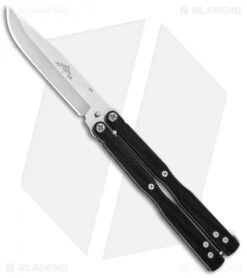 Emerson Longhorse Flipper Balisong Butterfly Knife Black G-10 (3.8" Stonewash)