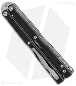 Emerson Longhorse Flipper Balisong Butterfly Knife Black G-10 (3.8" Stonewash) -Knife Discount Store Emerson Longhorse Flipper Balisong Black G 10 SW BHQ 80620 jr side