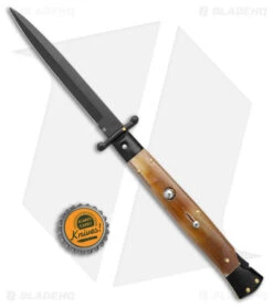 Frank B. 11" Italian Stiletto Swinguard Bayo Auto Knife Honey Horn (5" Black) 9 Frank B. 11" Italian Stiletto Swinguard Bayo Auto Knife Honey Horn (5" Black) -Knife Discount Store Frank B 11in Italian Stiletto Swinguard Honey Horn Auto Bayo Black GX 4840 jr bottlecap