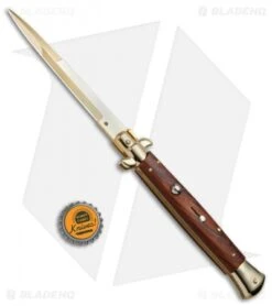 Frank B 11" Italian Stiletto Knife Gold Plated Cocobolo (5" Gold Bayo) -Knife Discount Store Frank B 11in Stiletto Gold Plated Cocobolo Bayo BP 19450 jr bottlecap 2