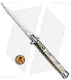 Frank B. 13" Italian Stiletto Bayonet Automatic Knife Honey Horn (6" Satin) 9 Frank B. 13" Italian Stiletto Bayonet Automatic Knife Honey Horn (6" Satin) -Knife Discount Store Frank B 13in Italian Stiletto Honey Horn Auto Bayo BP 4495 jr bottlecap