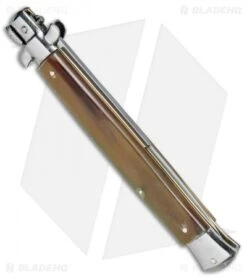 Frank B. 13" Italian Stiletto Bayonet Automatic Knife Honey Horn (6" Satin) 8 Frank B. 13" Italian Stiletto Bayonet Automatic Knife Honey Horn (6" Satin) -Knife Discount Store Frank B 13in Italian Stiletto Honey Horn Auto Bayo BP 4495 jr side