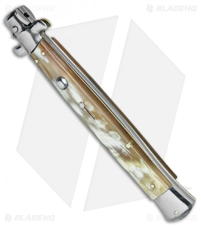 Frank B. 13" Italian Stiletto Bayonet Automatic Knife Honey Horn (6" Satin) 4 Frank B. 13" Italian Stiletto Bayonet Automatic Knife Honey Horn (6" Satin) - Image 2