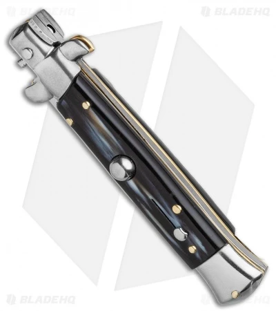 Frank B. 7.5" Italian Stiletto Automatic Knife Simulated Dark Horn (3.5" Bayo) 4 Frank B. 7.5" Italian Stiletto Automatic Knife Simulated Dark Horn (3.5" Bayo) - Image 2