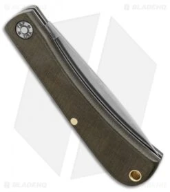 GEC #71 Farm & Field Bull Nose Slip Joint Knife Green Micarta (3" Satin) 715121 -Knife Discount Store GEC 71 Farm Field Bull Nose Slip Joint Green Linen Micarta3.1 Satin 715121 BHQ 126201 LS Side
