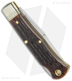 GEC Tidioute Cutlery #83 Tascosa Lockback Knife - Dark Brewed Jigged Bone -Knife Discount Store GEC Tidioute Cutlery 83 Tascosa LB Dark Brewed Jigged Bone Satin BHQ 134001 jr side