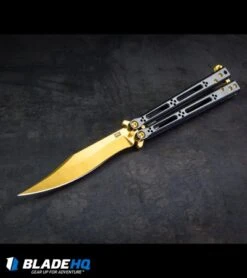 Hom Design Basilisk Elite Balisong Butterfly Knife PVD Ti (4.6" Gold) 15 Hom Design Basilisk Elite Balisong Butterfly Knife PVD Ti (4.6" Gold) -Knife Discount Store HOM Basilisk Balisong kp 3