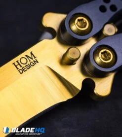 Hom Design Basilisk Elite Balisong Butterfly Knife PVD Ti (4.6" Gold) 17 Hom Design Basilisk Elite Balisong Butterfly Knife PVD Ti (4.6" Gold) -Knife Discount Store HOM Basilisk Balisong kp 3 close up