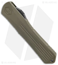 Heretic Knives Manticore-X D/E OTF Bomb Green (3.75" Battleworn Black) -Knife Discount Store Heretic Knives Manticore X DE OTF BW Black Bomb Green Blade Show 2022 BHQ 146731 jr spine