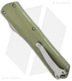 Heretic Knives Manticore-X Tanto OTF Knife OD Green (3.75" Stonewash Serr) -Knife Discount Store Heretic Knives Manticore X Tanto OTF OD Green SW Serr H031 2B GREEN BHQ 98800 jr side