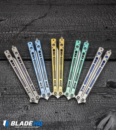 Hom Design Chimera Plus Balisong Knife Satin Ti/Blue G-10 (4.75 Two-Tone) 10 Hom Design Chimera Plus Balisong Knife Satin Ti/Blue G-10 (4.75 Two-Tone) - Image 8