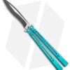 Hom Design I-Basilisk Channel Butterfly Knife Teal Titanium (4.5" Acid Wash) -Knife Discount Store Hom Design i Basilisk Channel Butterfly Teal Ti Acid Wash BHQ 165018 jr