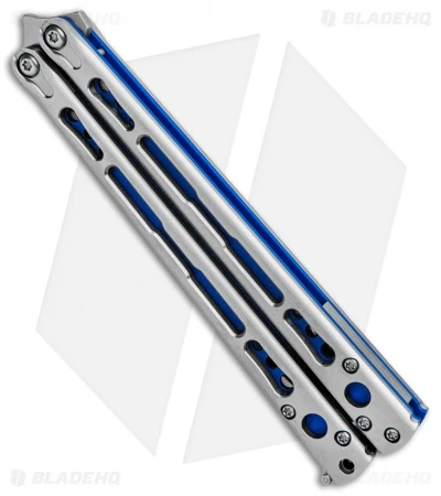 Hom Design Chimera Plus Balisong Knife Satin Ti/Blue G-10 (4.75 Two-Tone) 4 Hom Design Chimera Plus Balisong Knife Satin Ti/Blue G-10 (4.75 Two-Tone) - Image 2