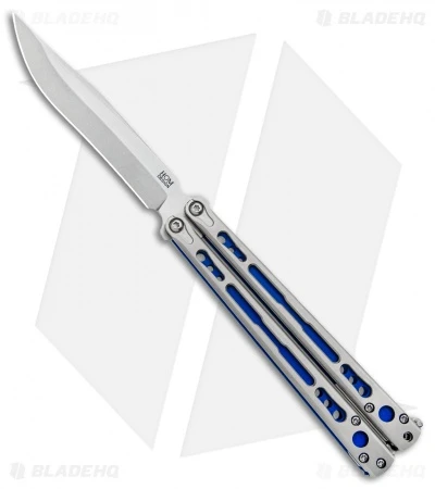 Hom Design Chimera Plus Balisong Knife Satin Ti/Blue G-10 (4.75 Two-Tone) 3 Hom Design Chimera Plus Balisong Knife Satin Ti/Blue G-10 (4.75 Two-Tone)